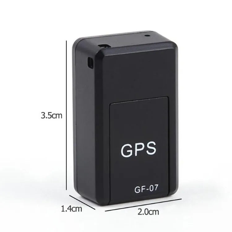 Small black magnetic GPS tracker device with USB cable for real-time vehicle and asset location tracking.