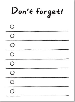 Student memo pad showing eight style options including bill, checklist, and weekly plan formats