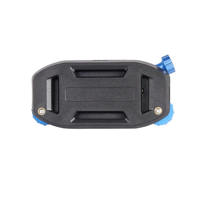 Blue and red plastic GoPro shoulder strap buckle clip for mounting cameras on backpacks.