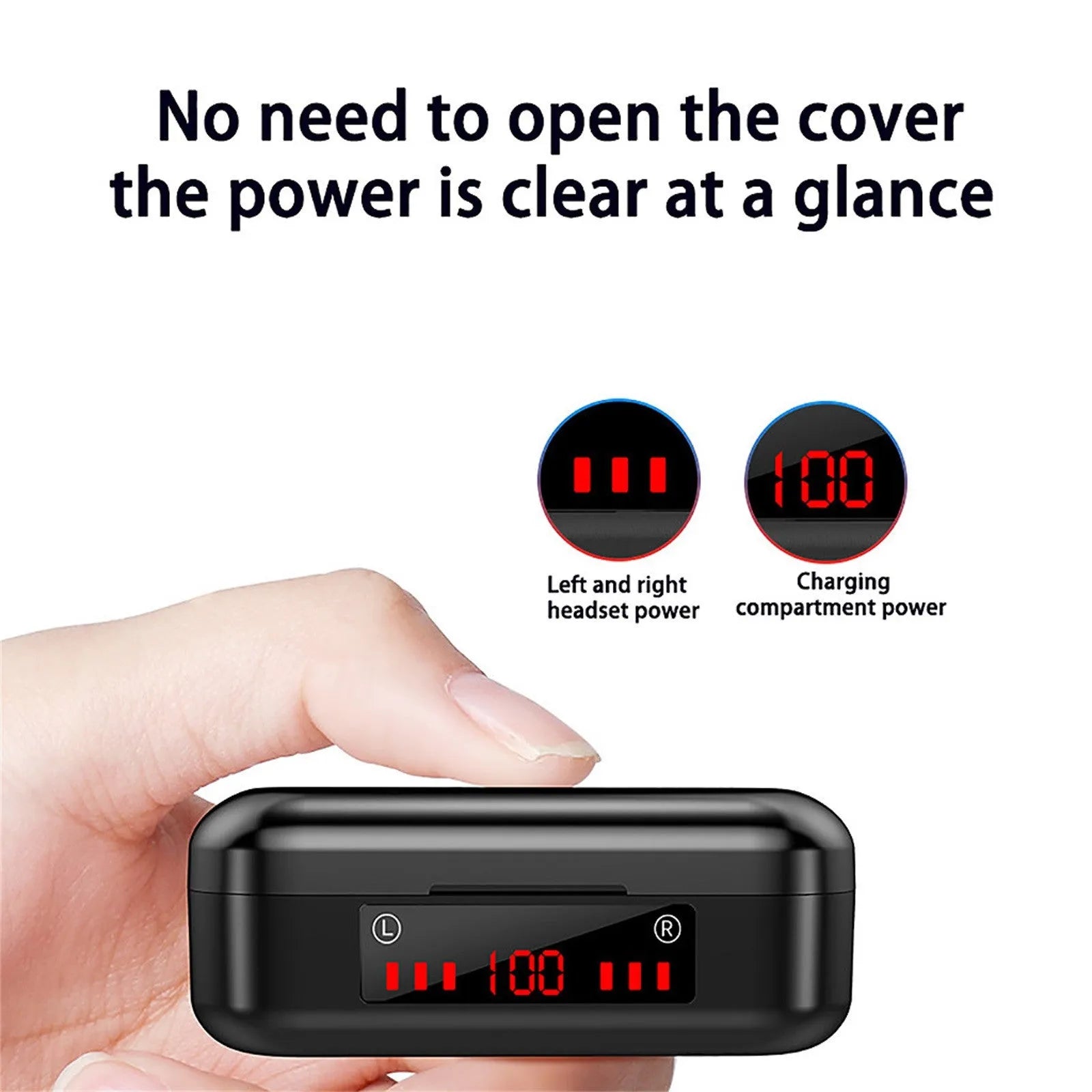 V7 LED button version wireless Bluetooth headset with charging case and spare ear caps