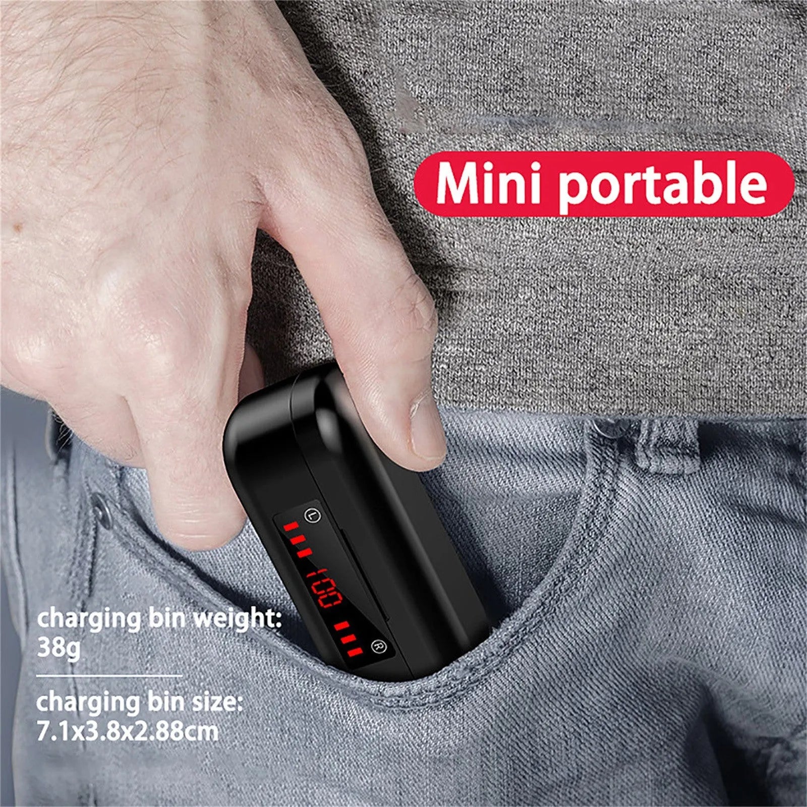 V7 LED button version wireless Bluetooth headset with charging case and spare ear caps
