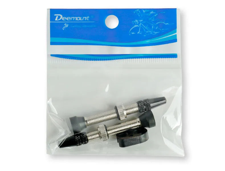 Deemount aluminium tubeless bicycle valve with copper core and alloy cap in black colour