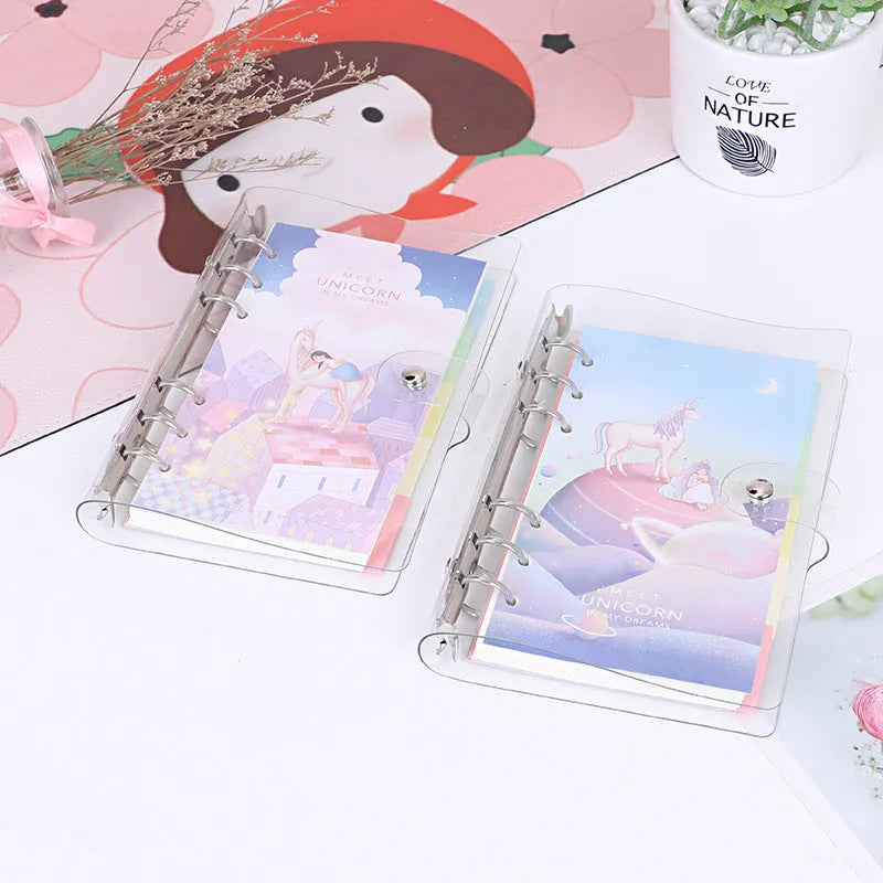 Metal binder shell with PVC cover in Alice Castle or Alice Planet, loose leaf binding, 96x172mm paper, 125x185mm