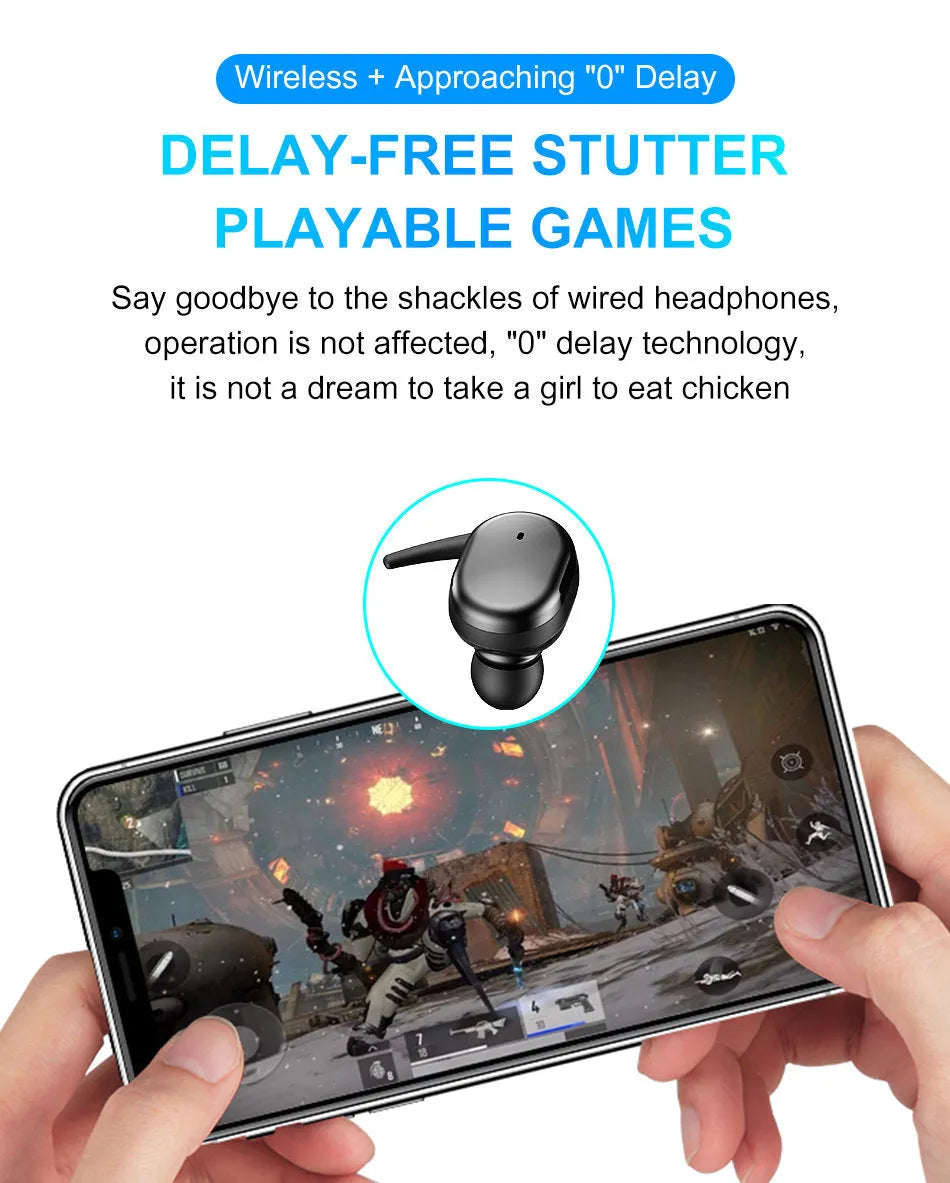 Black wireless Bluetooth headset with earplug fit and touch controls