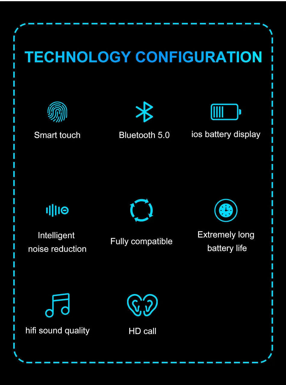 Black wireless Bluetooth headset with earplug fit and touch controls