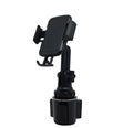 Black ABS car phone holder with 360-degree rotating head on a clip mount.