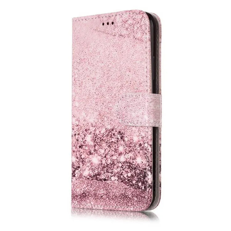 Cartoon marble animal pattern flip wallet phone case for iPhone in PU leather style.