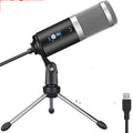 Wireless condenser microphone with bracket in black or silver grey, 20.5 cm x 13.5 cm x 5.5 cm, for podcast recording and live voice.
