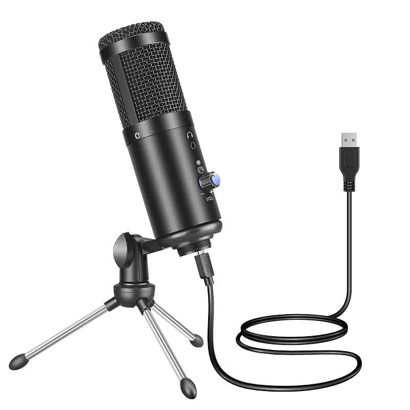 Wireless condenser microphone with bracket in black or silver grey, 20.5 cm x 13.5 cm x 5.5 cm, for podcast recording and live voice.