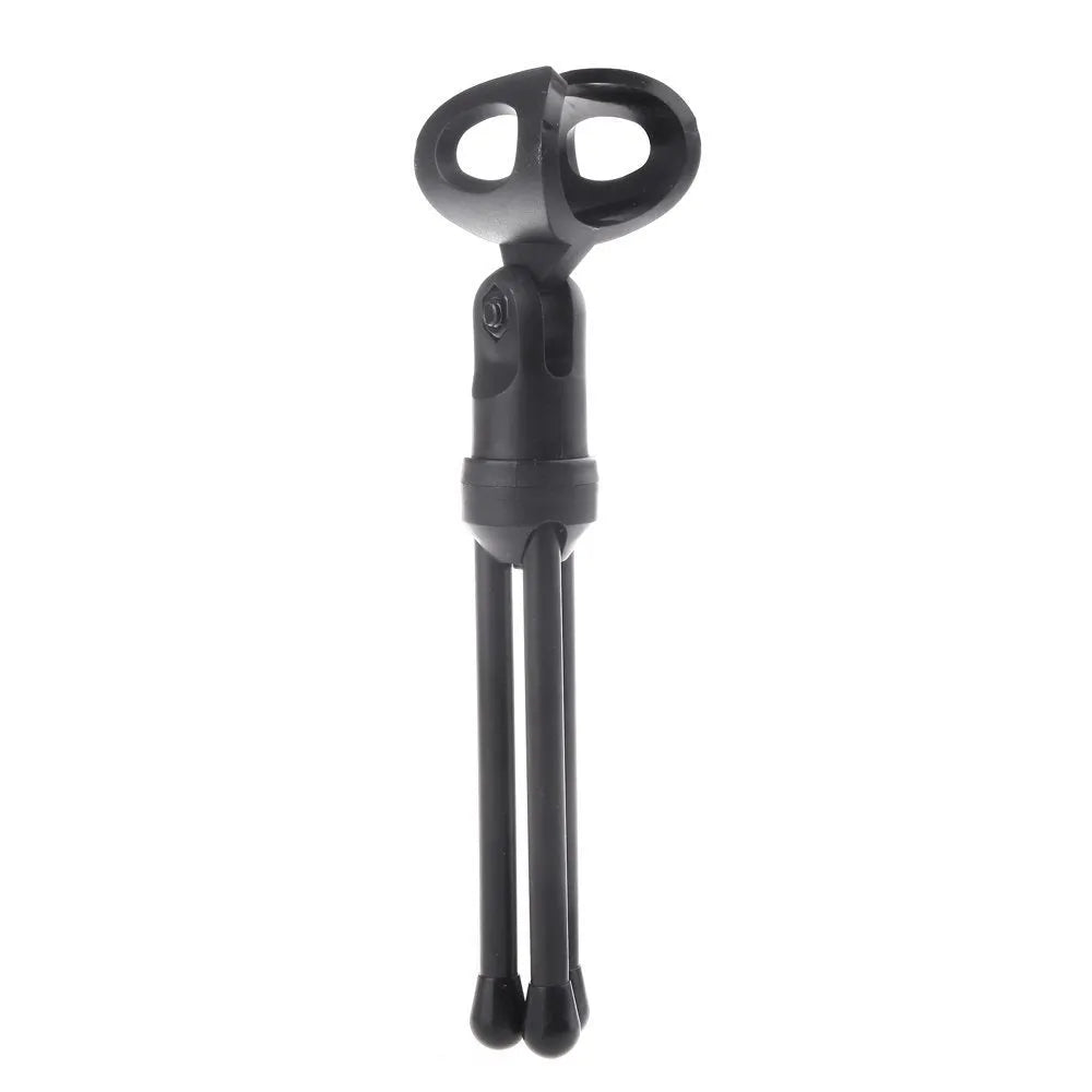 Black wired microphone with desk stand and alligator clip for PC karaoke and chatting
