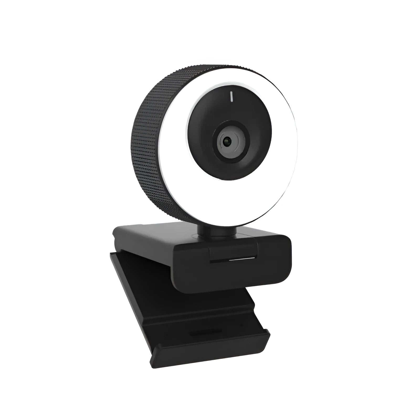 Black USB webcam with built-in microphone on a 1.7 metre cable for desktop computers.
