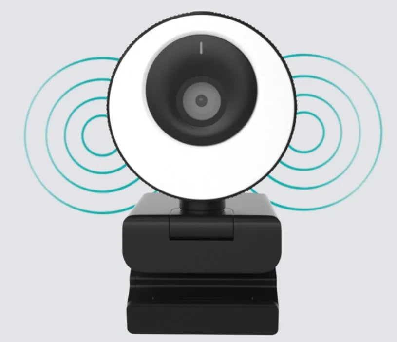 Black USB webcam with built-in microphone on a 1.7 metre cable for desktop computers.