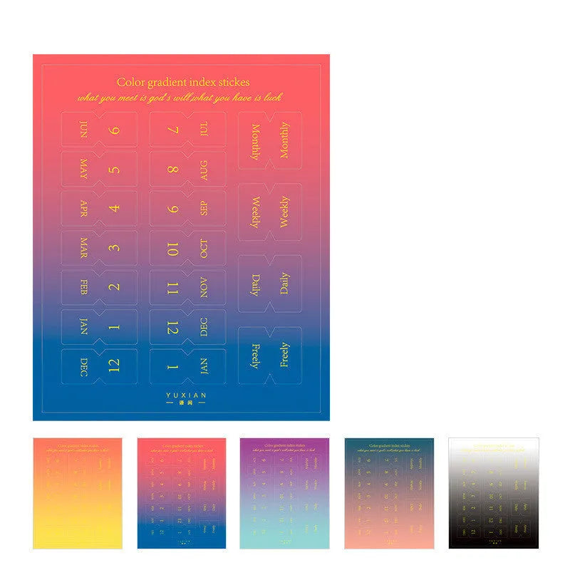 Morandi gradient label sticker sheets measuring 88x110mm with ten sheets per pack