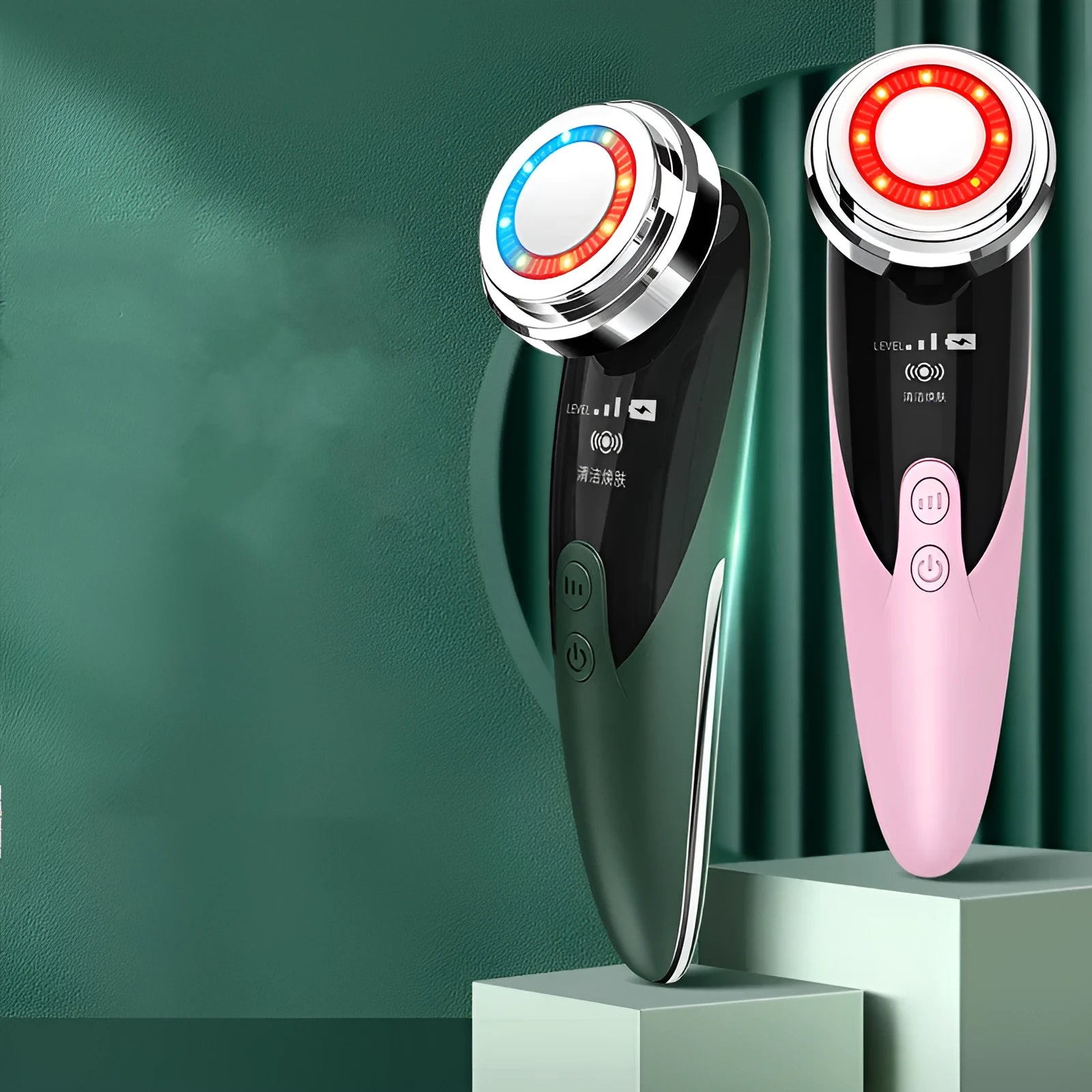 Beauty Importer skin rejuvenation device facial massage cleaner in Green Pink White with USB charging
