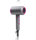 Foldable electric hair dryer with negative ion function, shown with concentrator and diffuser nozzles.