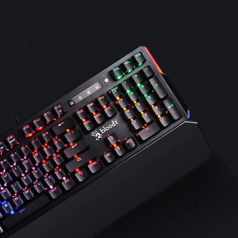Optical axis mechanical keyboard, green axis, 104 keys, wired USB, with wrist rest and seven-colour backlight