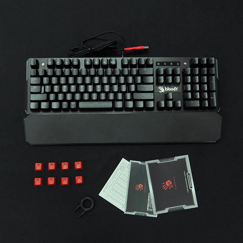 Optical axis mechanical keyboard, green axis, 104 keys, wired USB, with wrist rest and seven-colour backlight