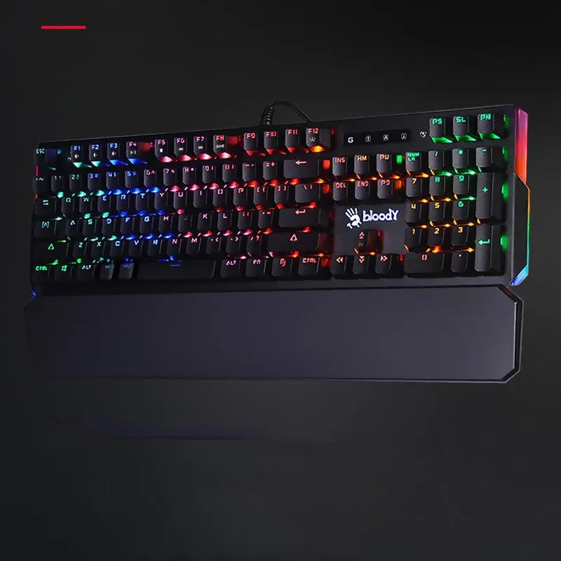 Optical axis mechanical keyboard, green axis, 104 keys, wired USB, with wrist rest and seven-colour backlight