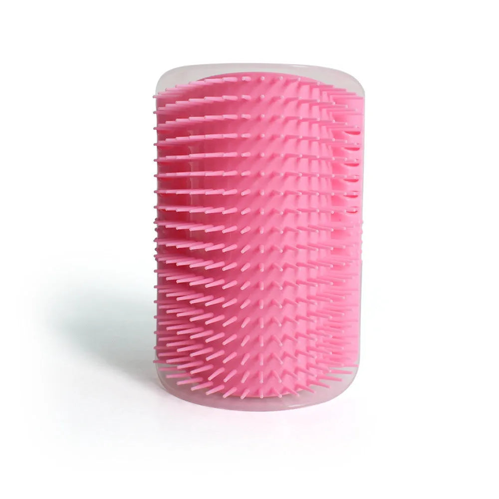 Cat wall corner rubbing brush in plastic with catnip, 12.8x8x5cm, removable grooming head
