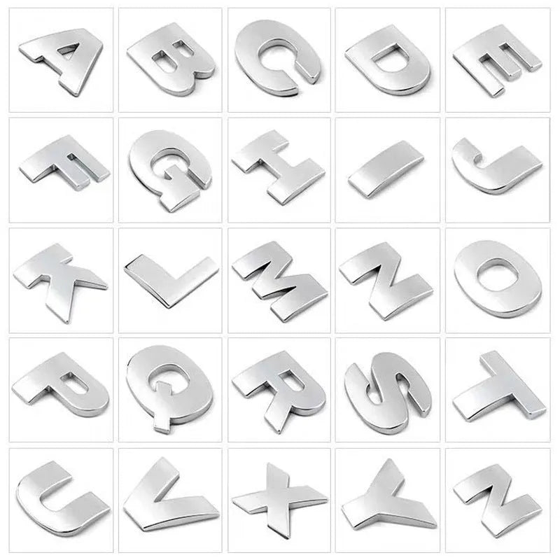 Black car tail letter label sticker measuring 4.5cm on a vehicle bumper