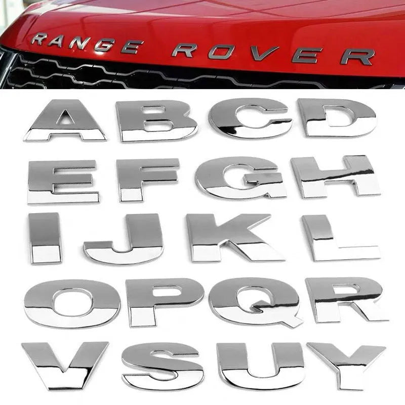 Black car tail letter label sticker measuring 4.5cm on a vehicle bumper