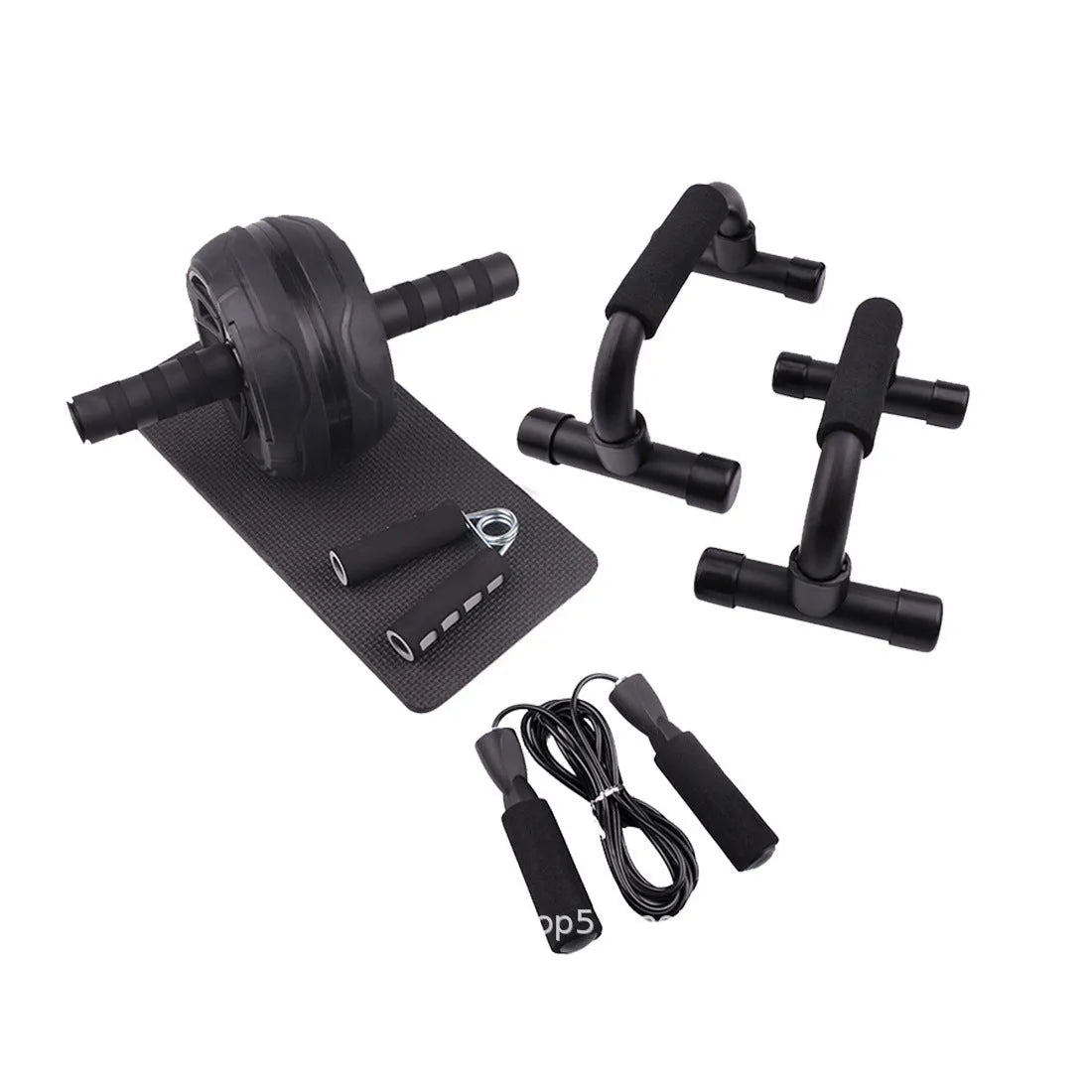 AB Power abdominal fitness machine with a metal push-up bar and a set of coloured resistance bands.