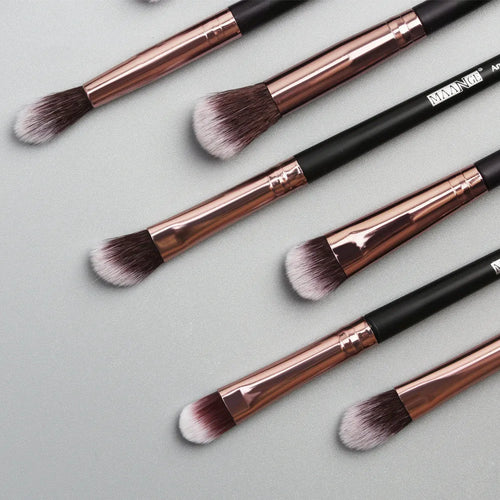 13 piece eye makeup brush set with corrugated silk nylon bristles and portable plastic handles in rose gold colour