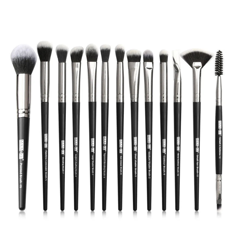 13 piece eye makeup brush set with corrugated silk nylon bristles and portable plastic handles in rose gold colour