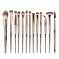 13 piece eye makeup brush set with corrugated silk nylon bristles and portable plastic handles in rose gold colour