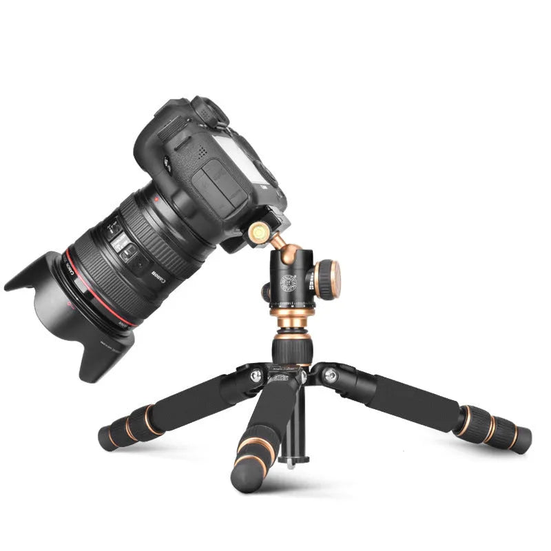 Black aluminium tripod for iPhone photography with ball head mount and adjustable legs