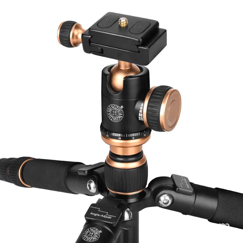 Black aluminium tripod for iPhone photography with ball head mount and adjustable legs