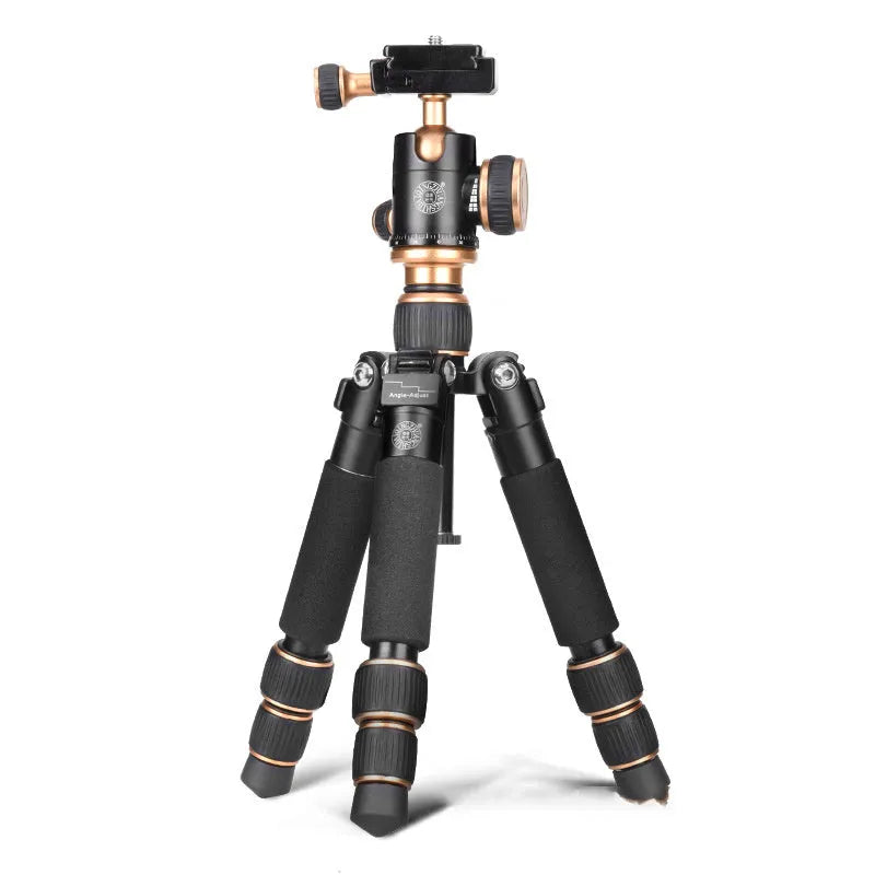 Black aluminium tripod for iPhone photography with ball head mount and adjustable legs