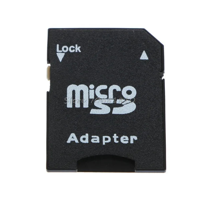 Five black micro SD TF to SD card adapters, each approximately 3.1cm by 2.4cm, with lock function