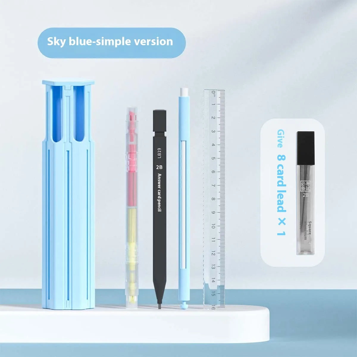 Six pens pencil case kit with pressing pen in plastic construction