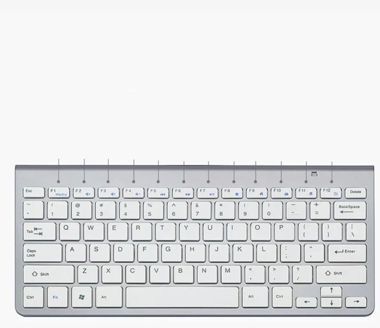 Wireless keyboard and mouse set with slim 10mm keyboard in gold colour on white background