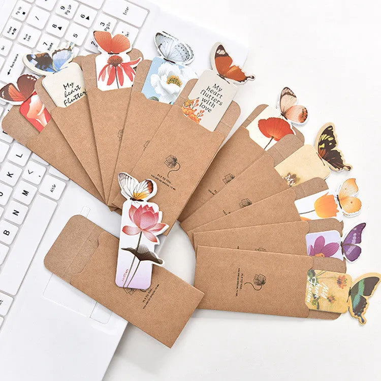 Butterfly-shaped paper bookmark with Japanese and South Korean creative stationery design