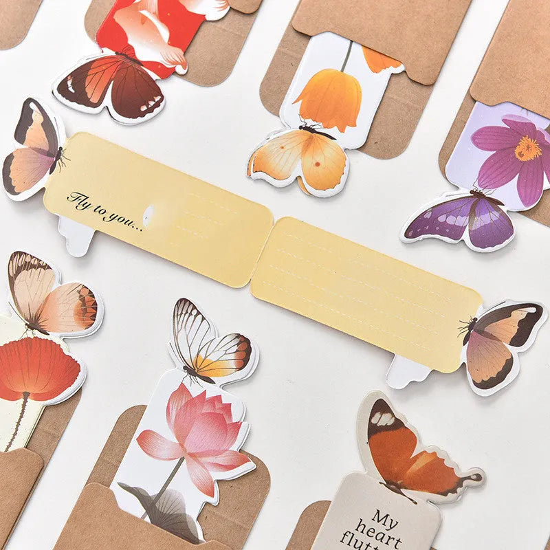 Butterfly-shaped paper bookmark with Japanese and South Korean creative stationery design
