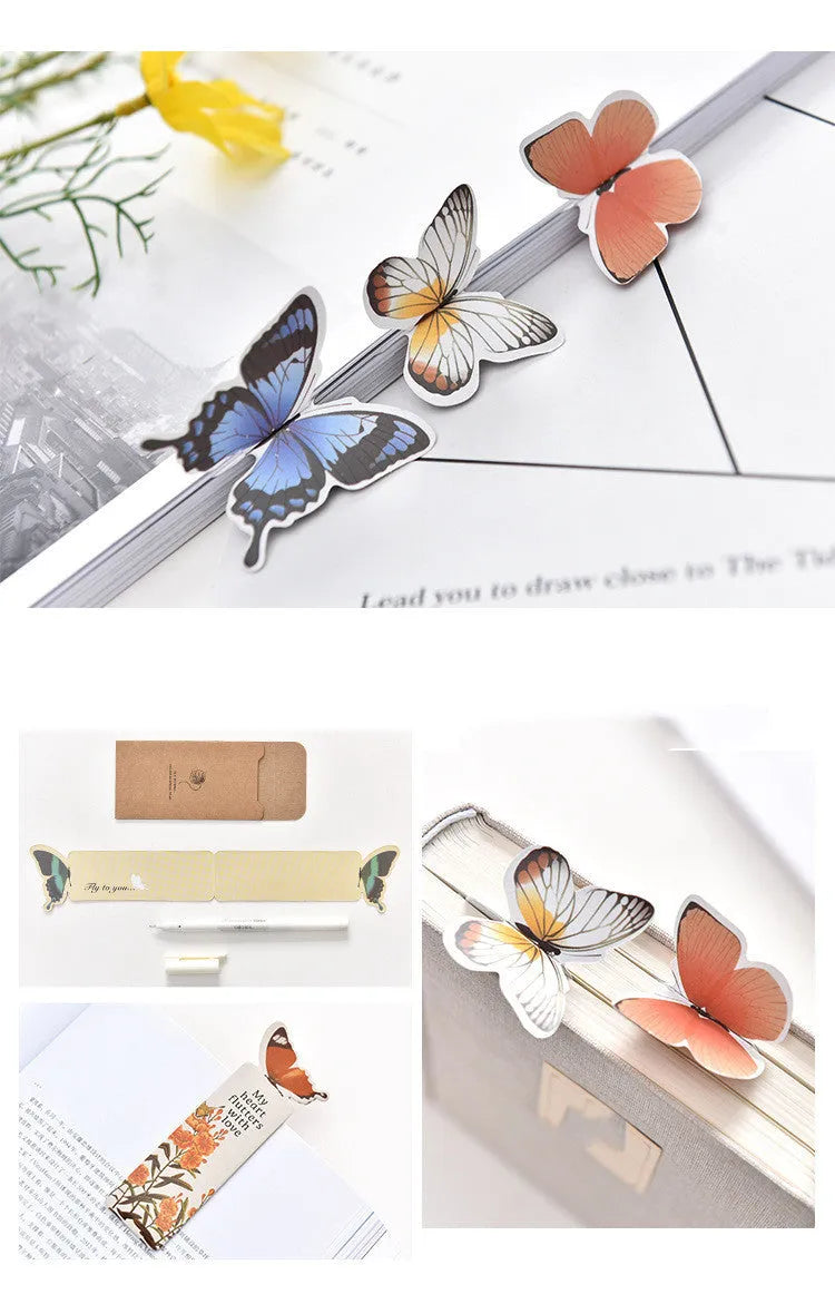 Butterfly-shaped paper bookmark with Japanese and South Korean creative stationery design