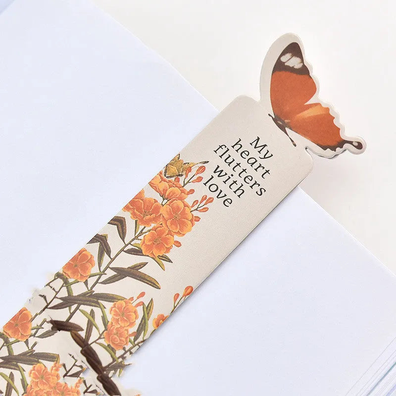 Butterfly-shaped paper bookmark with Japanese and South Korean creative stationery design