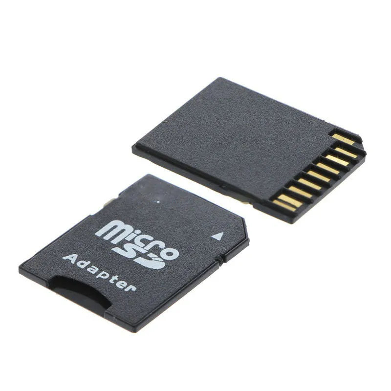 Five black micro SD TF to SD card adapters, each approximately 3.1cm by 2.4cm, with lock function