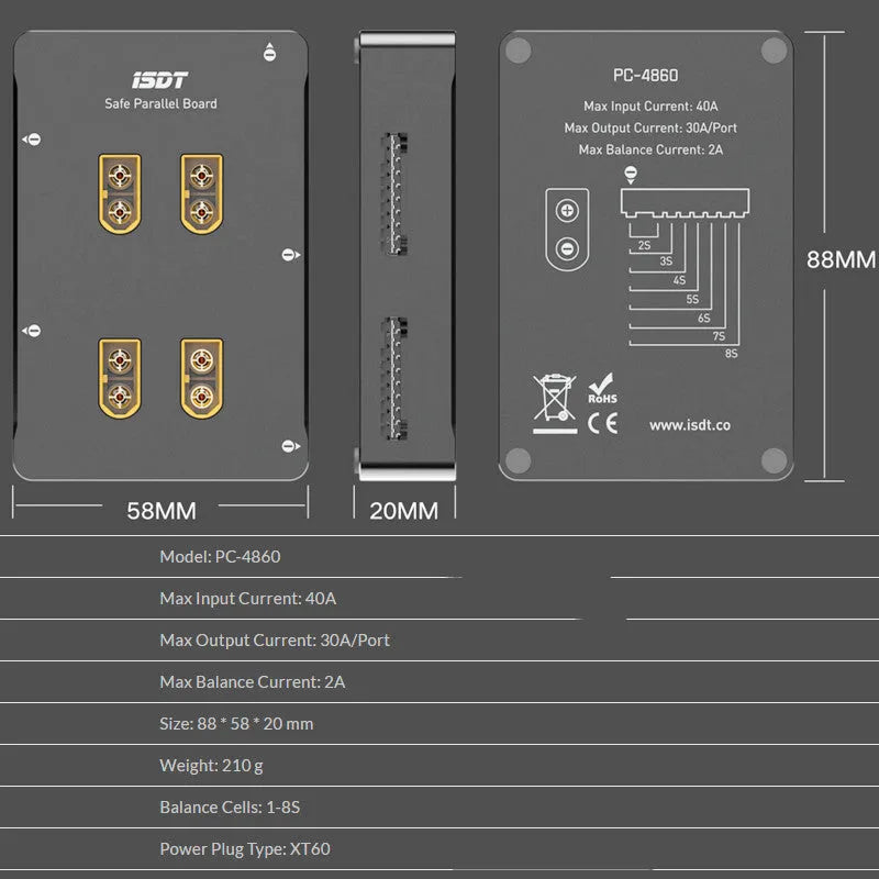 Grey parallel charging circuit board for Astor electric toy aircraft.