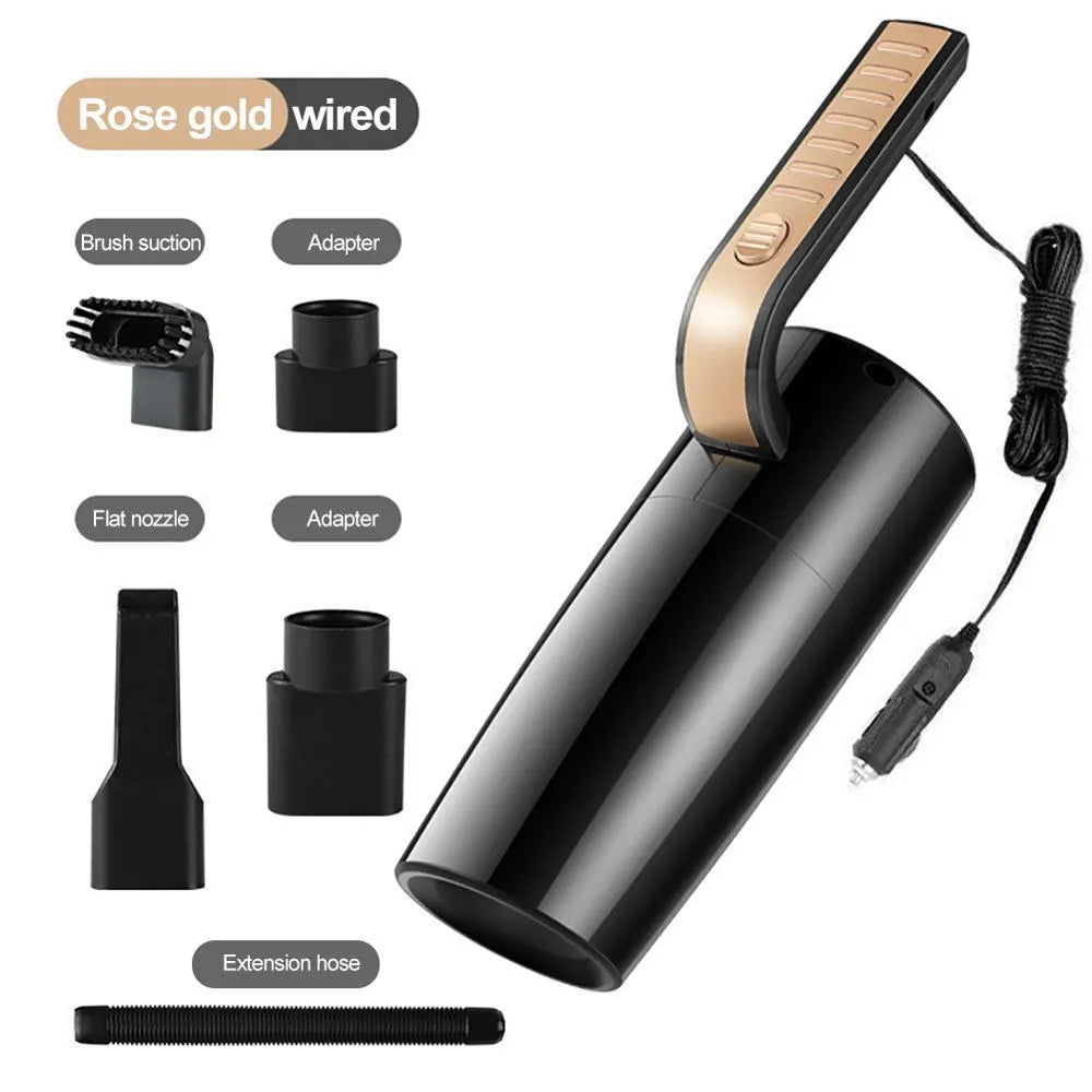 Portable car vacuum cleaner 120W strong suction handheld wet and dry ABS material black golden silver