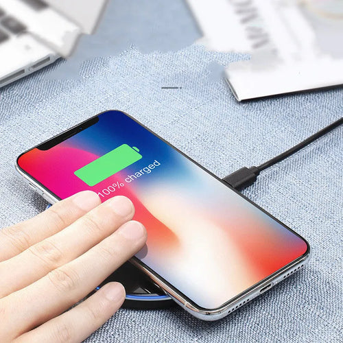 10W mirror wireless charger black slim 101x101x6.8mm on desk