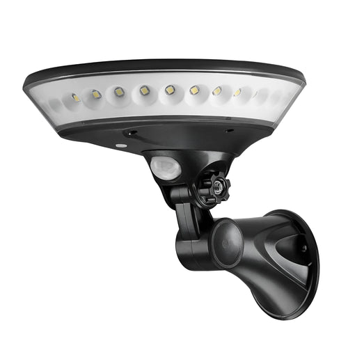 White 360-degree solar-powered motion sensor light for outdoor wall mounting