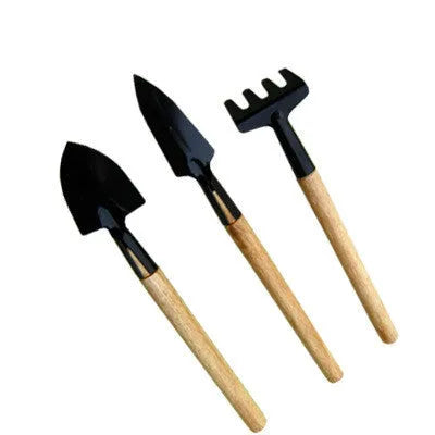 Succulent gardening tools set with blue and orange seedling cloth, mini rake, tweezers, and spray bottle