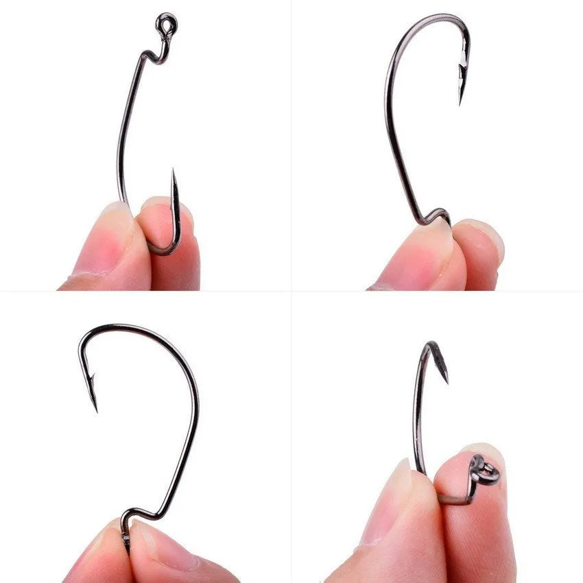 High carbon steel barbed narrow wide belly crank hook for sea fishing grouper, sizes 6# to 6/0#