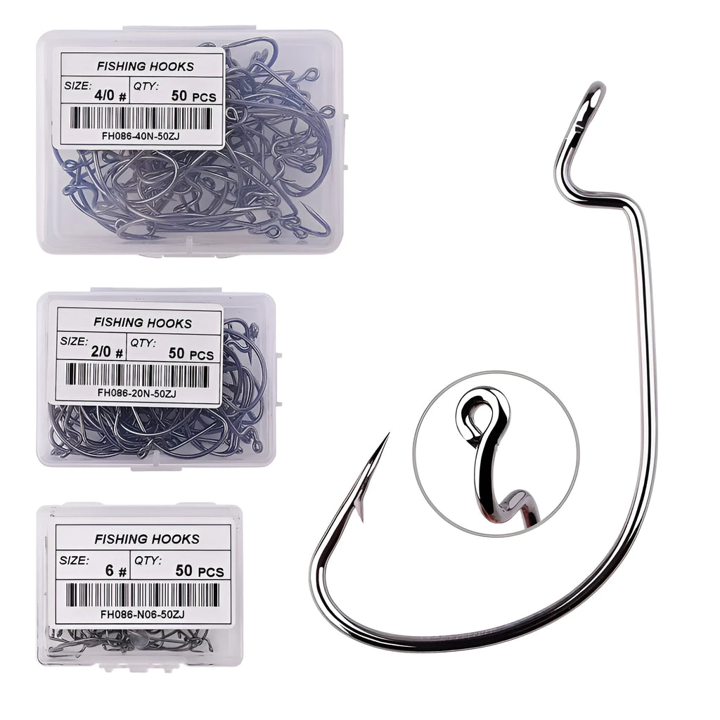 High carbon steel barbed narrow wide belly crank hook for sea fishing grouper, sizes 6# to 6/0#