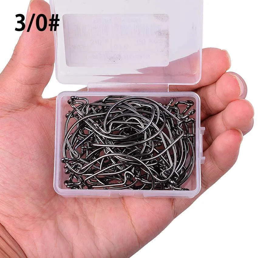 High carbon steel barbed narrow wide belly crank hook for sea fishing grouper, sizes 6# to 6/0#
