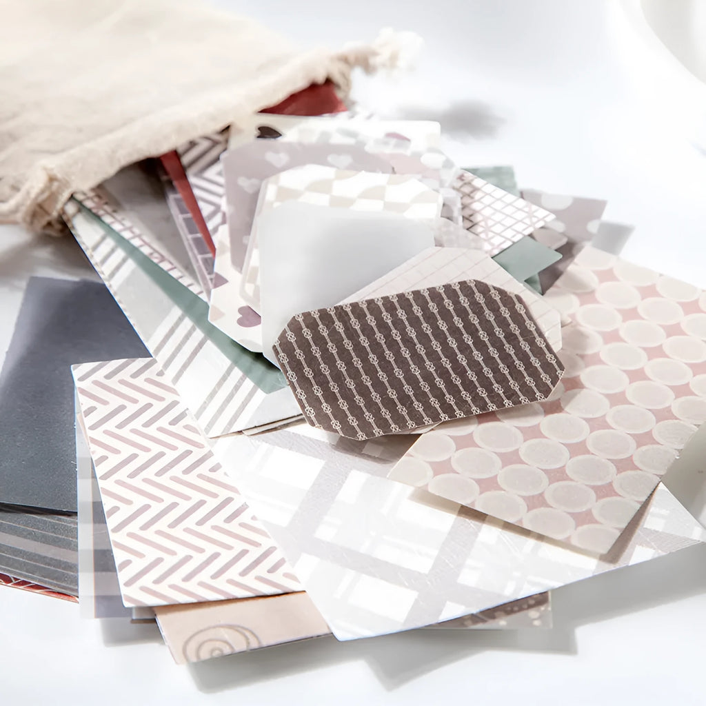 Set of 60 DIY collage decoration sticker sheets for hand account books in four style collections.