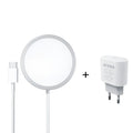 White metallic Magsafe wireless charger with pop-up window for iPhone 12-15 series